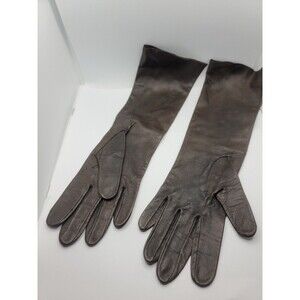 Women's Genuine Sheep Leather Long Opera Evening Party Dress Gloves (14 in).